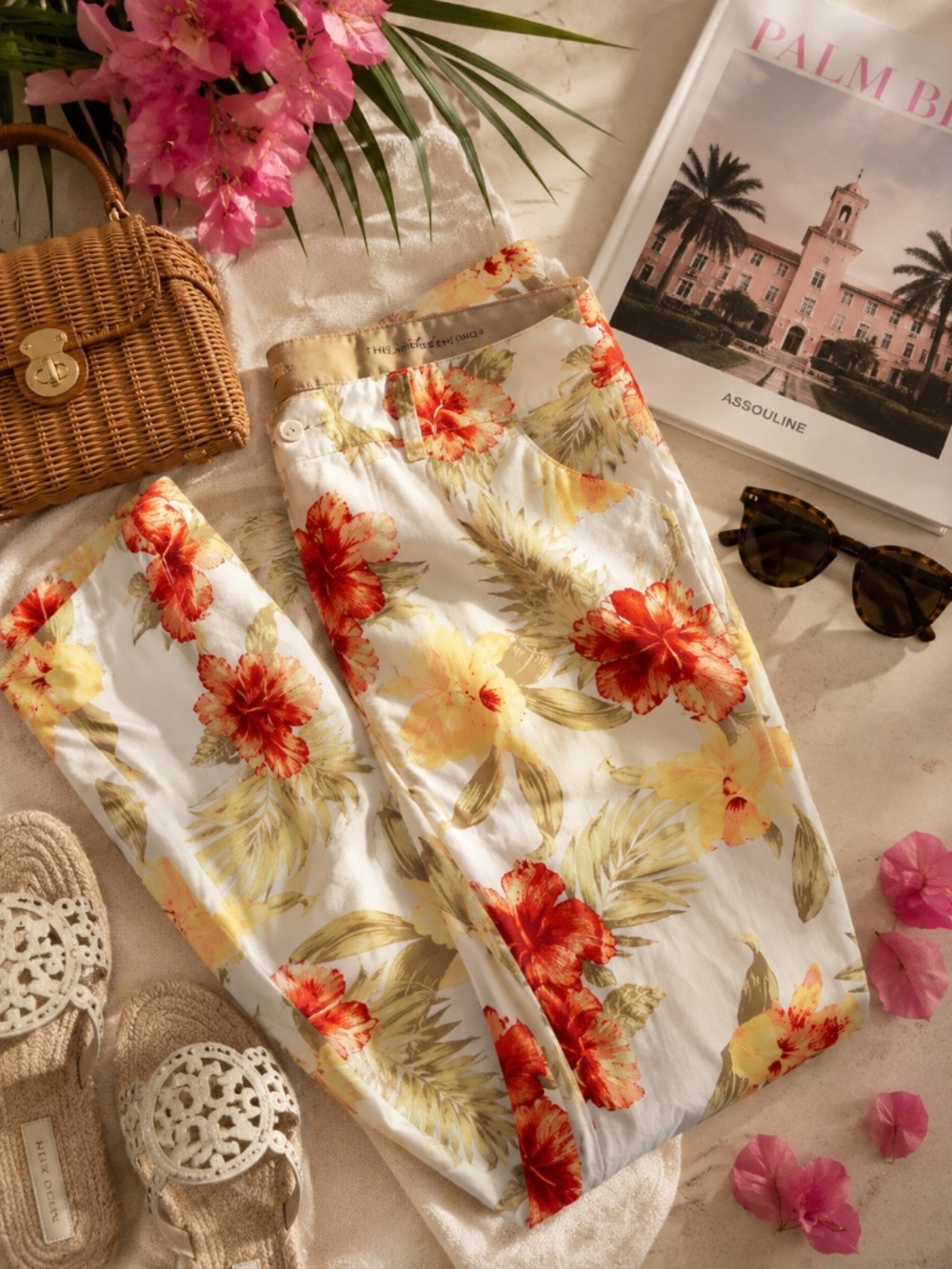Talbots Tropical Floral Chino Pants Sz 16 Resort Style